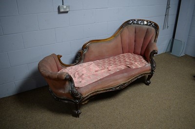 Lot 75 - A Victorian carved and pierced walnut 'show frame' chaise longue.