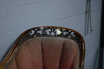 Lot 75 - A Victorian carved and pierced walnut 'show frame' chaise longue.