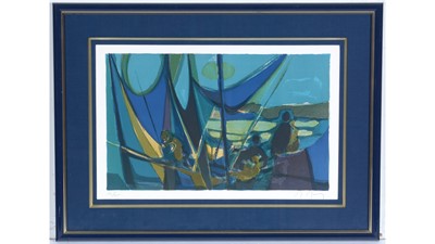 Lot 135 - Marcel Mouly - Blue and Green Sails | limited edition lithograph