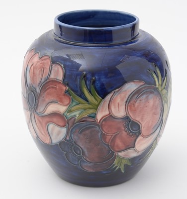 Lot 74 - Moorcroft Anemone pattern ginger jar and cover.