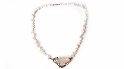 Lot 1161 - A baroque pearl and water opal necklace