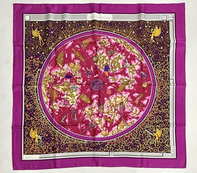Lot 599 - A Hermes "www.Hermes.com" silk scarf