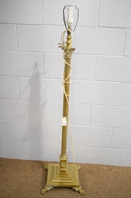 Lot 63 - A brass corinthian column form lamp standard.