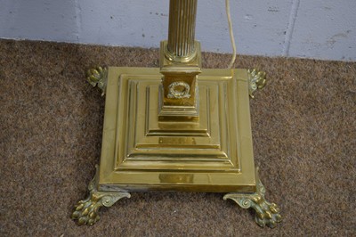 Lot 63 - A brass corinthian column form lamp standard.