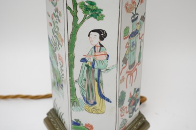 Lot 504 - A Chinese hexagonal ceramic table lamp.