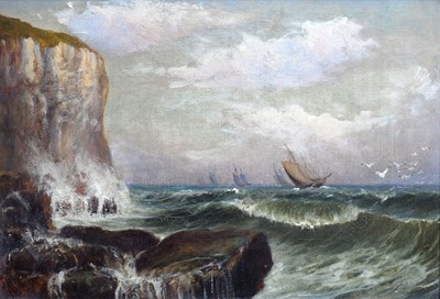 Lot 85 - 19th Century British School - Hightide; Sunset and Crashing Waves | oil