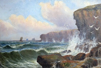 Lot 85 - 19th Century British School - Hightide; Sunset and Crashing Waves | oil
