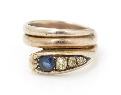 Lot 480 - A Victorian diamond and sapphire snake ring