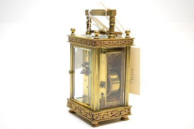 Lot 251 - A 19th Century brass carriage clock.