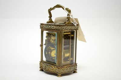 Lot 256 - A late 19th Century brass cased carriage clock.