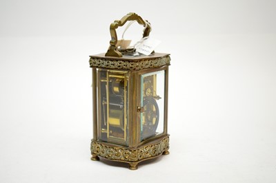 Lot 256 - A late 19th Century brass cased carriage clock.