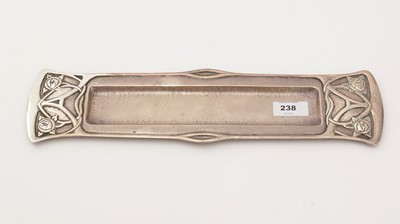 Lot 238 - A silver coloured metal tray, of Arts and Crafts design