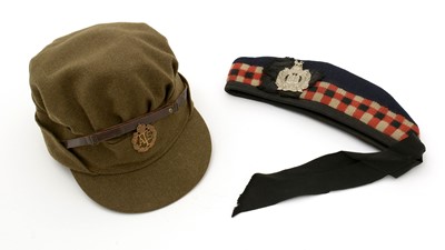 Lot 795 - A WWII Lady's ATS cloth cap and a Kings Own Scottish Borderers cap