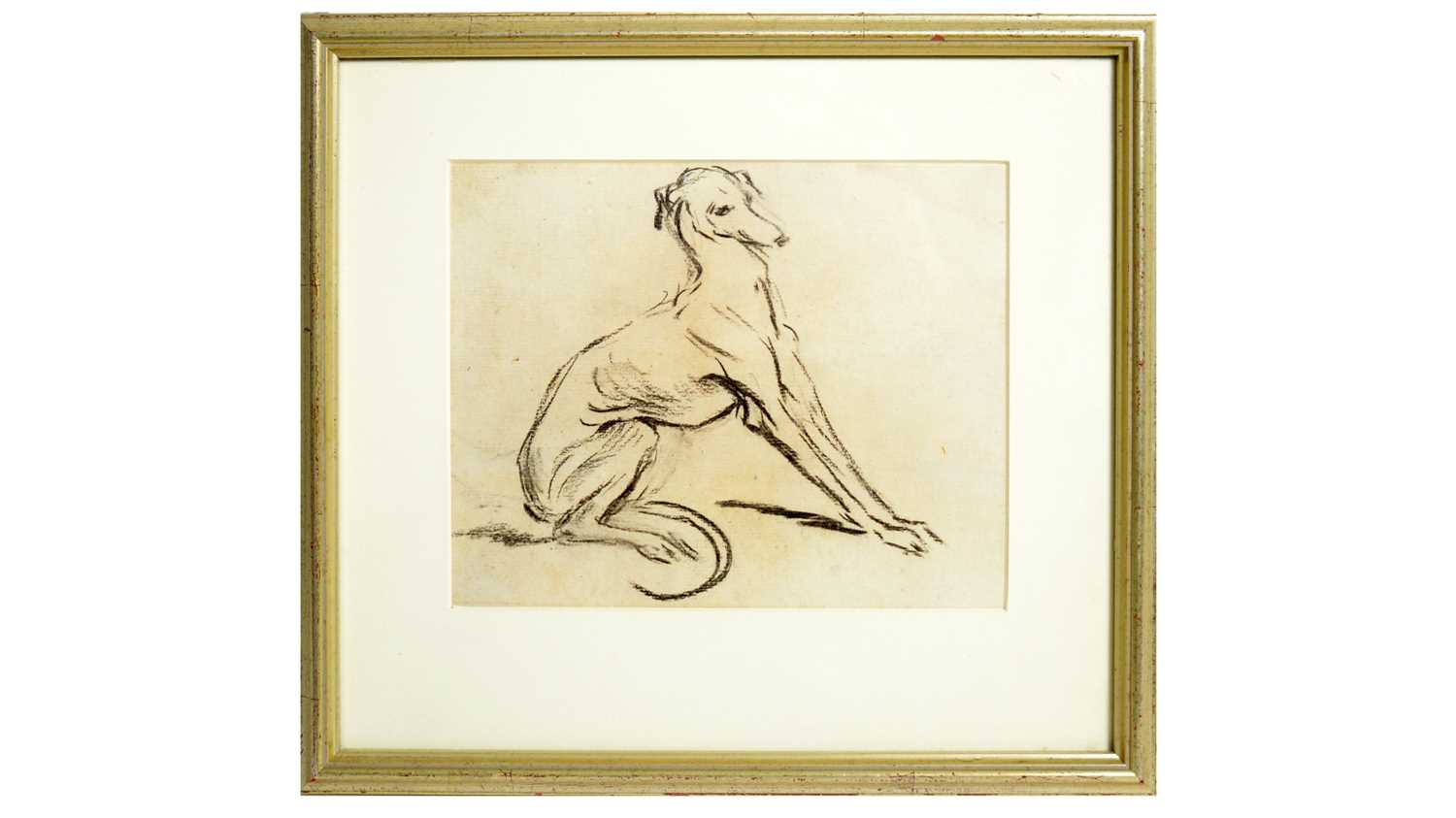 Lot 777 - Manner of Ralph Hedley - Greyhound, Stretching | charcoal