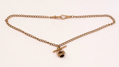 Lot 122 - A 9ct yellow gold watch chain of curb links