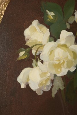 Lot 708 - James Stuart Park - Crimson and White Roses | oil