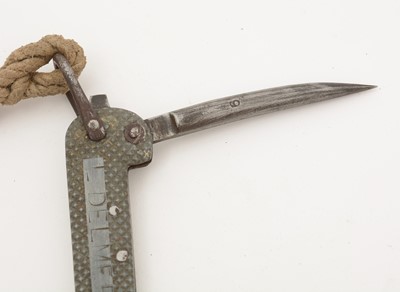 Lot 789 - Three bayonets, a machete, a dagger and three folding knives.