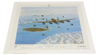 Lot 729 - The Death of a Dinosaur signed by the artist and veterans of the Tirpitz Raid