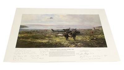 Lot 713 - Falklands Casevac, Ajax Bay, signed print