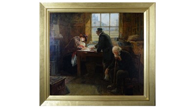 Lot 631 - Ralph Hedley - The Parish Register of Births and Deaths | oil