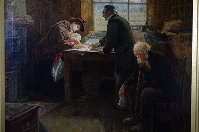 Lot 631 - Ralph Hedley - The Parish Register of Births and Deaths | oil