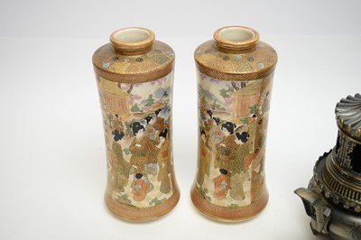 Lot 465 - A pair of Japanese Satsuma vases; and other oriental ceramics