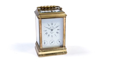 Lot 1040 - L'Epée: a late 20th Century grand sized, gorge-style strike repeat alarm carriage clock.