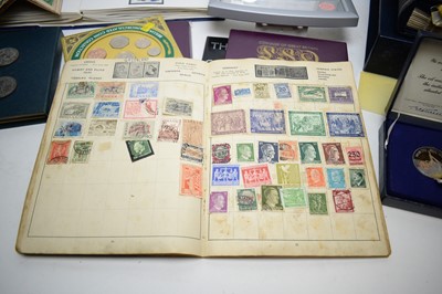 Lot 381 - A collection of coins and stamps.