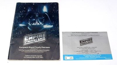 Lot 245 - The Empire Strikes Back European Royal Charity Premier catalogue and ticket