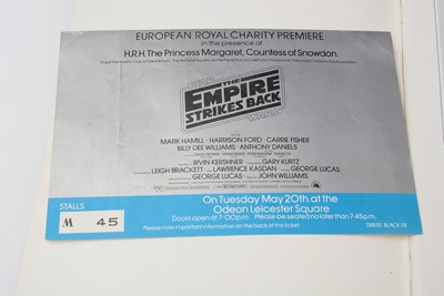 Lot 710 - The Empire Strikes Back European Royal Charity Premier catalogue and ticket