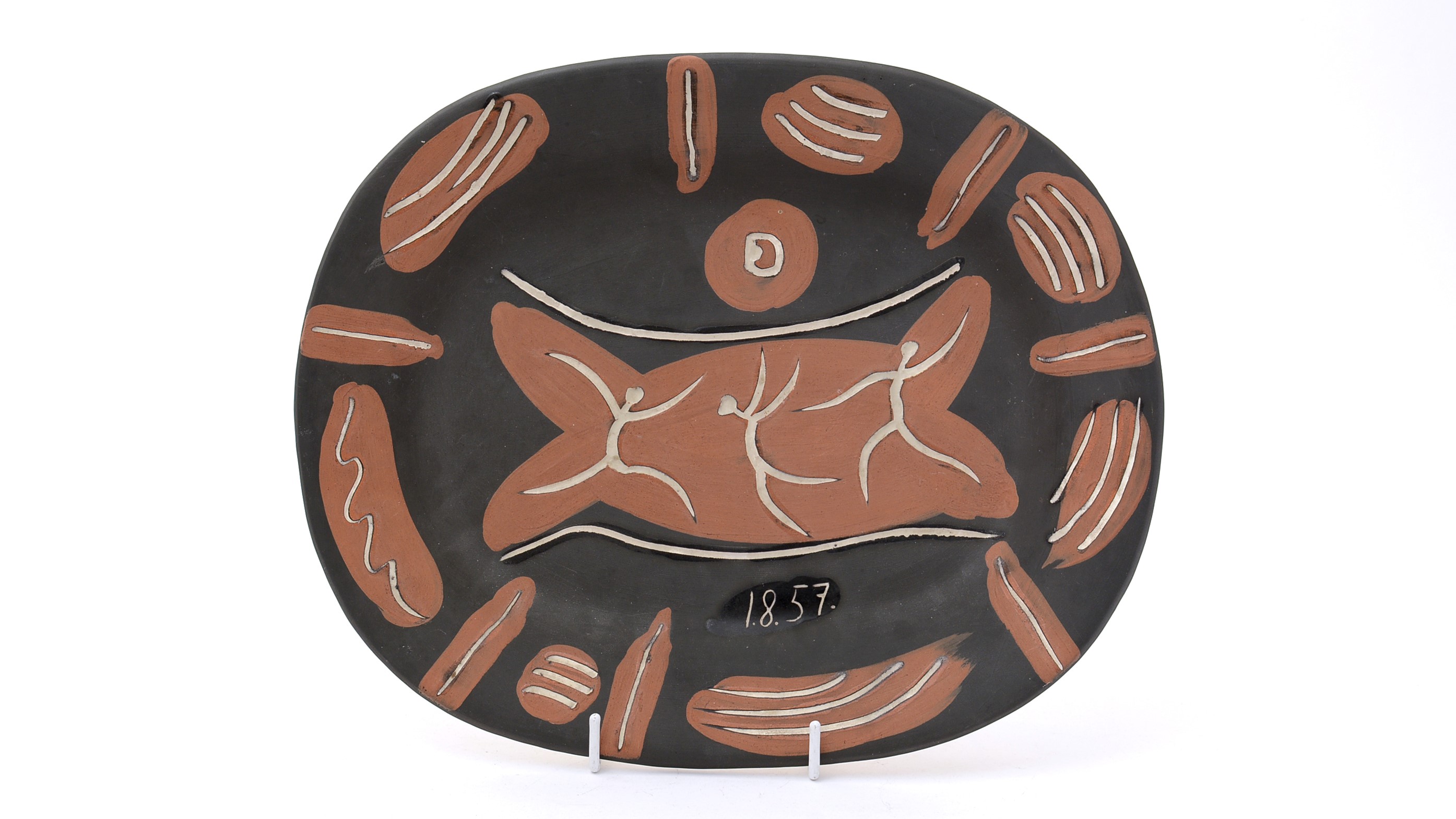 Pablo Picasso (1881-1973): 'La Danse': an earthenware dish,