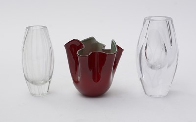 Lot 42 - Two Scandinavian glass vases and a Venini vase