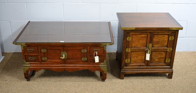 Lot 27 - An Asian coffee table; and an Asian low cupboard.