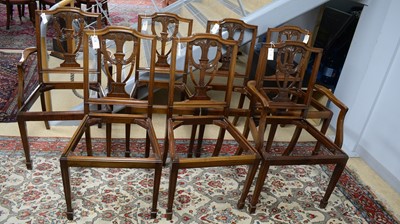 Lot 76 - Seven Georgian style mahogany dining chairs.