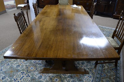 Lot 31 - A bespoke and substantial oak refectory dining table.