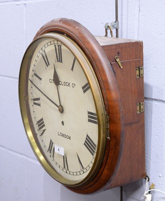 Lot 6 - City Clock Co, London: a late 19th Century mahogany wall timepiece.