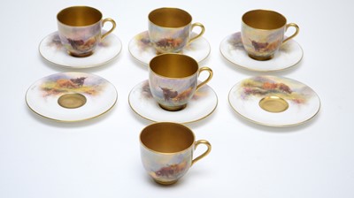 Lot 894 - Royal Worcester Harry Stinton Coffee cups and saucers