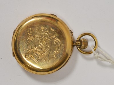 Lot 423 - An 18ct yellow gold cased open faced pocket watch