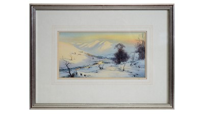 Lot 618 - Edward H. Thompson - Snow Crowned Skiddaw Greets the Morning Sun | watercolour