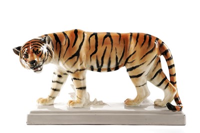 Lot 78 - A Continental earthenware tiger