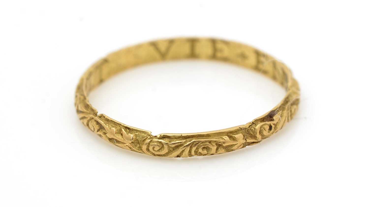 Lot 494 - An antique gold posy ring, c.16th Century