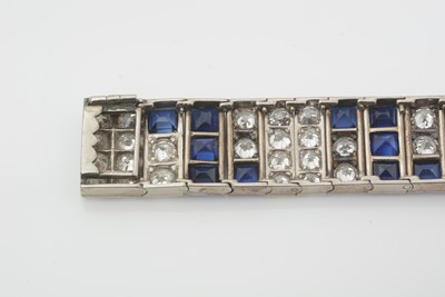 Lot 499 - An Art Deco style diamond and synthetic sapphire bracelet