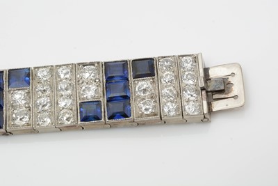Lot 499 - An Art Deco style diamond and synthetic sapphire bracelet
