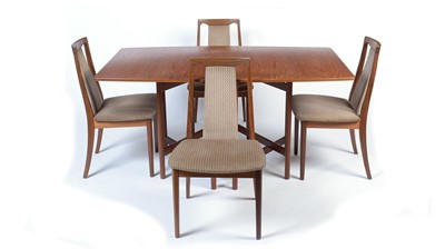 Lot 15 - Attributed to G-Plan: teak drop leaf dining table; and four G-Plan dining chairs.