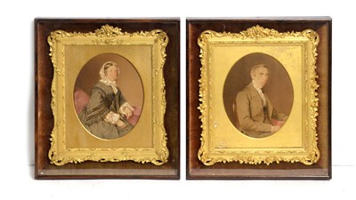 Lot 1039 - David Mossman - Portrait pair of John Collingwood Bruce and his wife Charlotte | watercolour