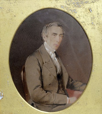 Lot 1039 - David Mossman - Portrait pair of John Collingwood Bruce and his wife Charlotte | watercolour
