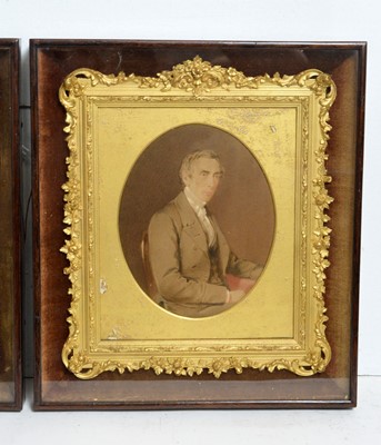 Lot 1039 - David Mossman - Portrait pair of John Collingwood Bruce and his wife Charlotte | watercolour