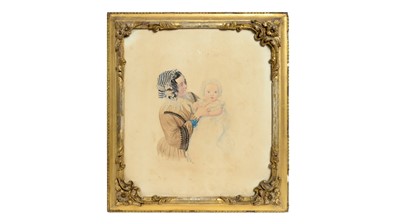 Lot 1040 - David Mossman - Mrs Charlotte Collingwood Bruce and her son | watercolour