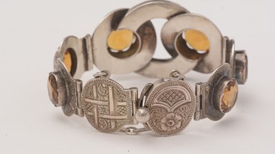 Lot 127 - A Scottish style silver, citrine and hardstone bracelet
