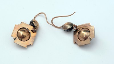 Lot 129 - A pair of Victorian gold and paste earrings